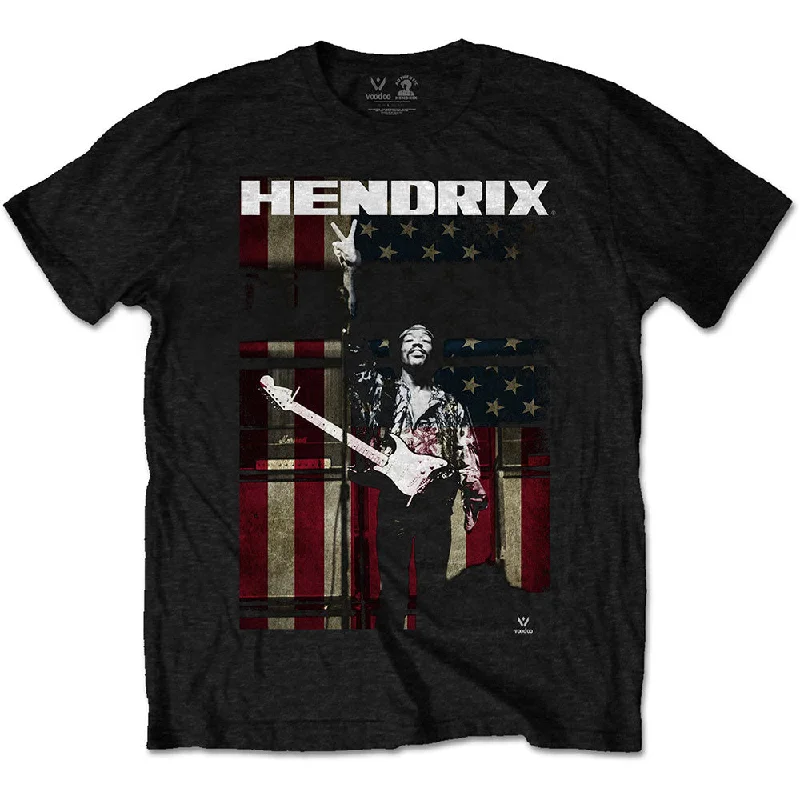 Jimi Hendrix | Official Band T-shirt | Peace Flag Basic T-Shirt Crew Neck Short Sleeve Jimi Hendrix | Official Band T-shirt | Peace Flag Basic T-Shirt Crew Neck Short Sleeve
