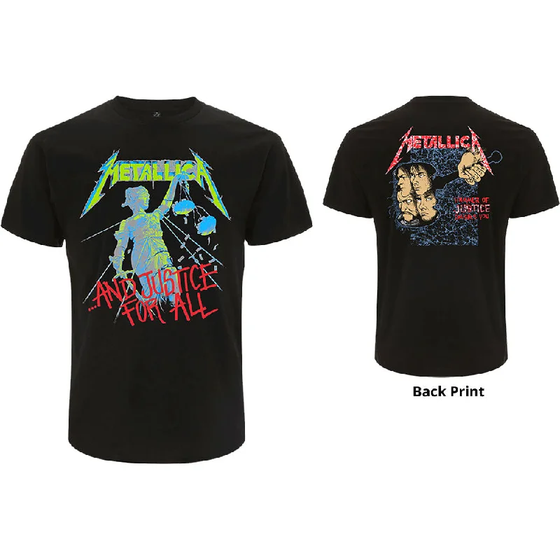 Metallica | Official Band T-Shirt | And Justice For All (Original) (Back Print) Ribbed Striped Patterned Metallica | Official Band T-Shirt | And Justice For All (Original) (Back Print) Ribbed Striped Patterned