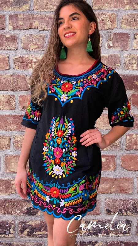 Mexican Mini Dress Daisy Elegant Silk Mini Dress