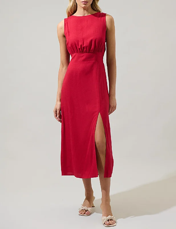 Mirabel Sleeveless Boatneck Midi Dress Cozy Ribbed Knit Midi Dress