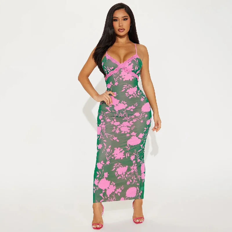 Mireille Printed Midi Dress Elegant Velvet Midi Dress