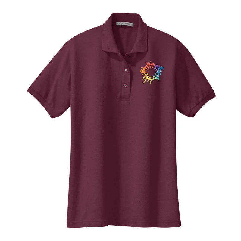 Port Authority Ladies Silk Touch Polyester/Cotton Blend Polo T-Shirt Embroidery Elegant Classic Vintage Port Authority Ladies Silk Touch Polyester/Cotton Blend Polo T-Shirt Embroidery Elegant Classic Vintage