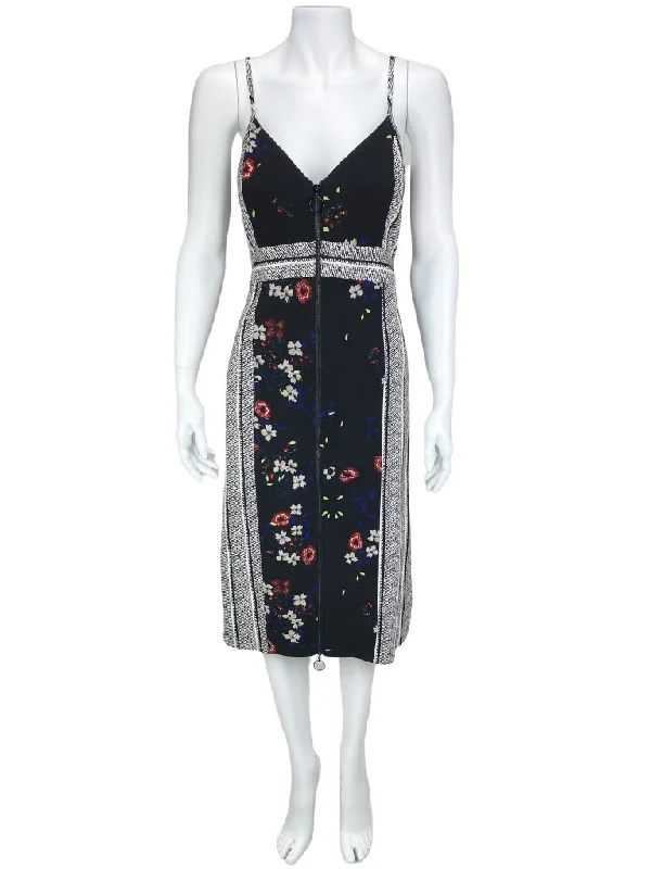 Rachel Rachel Roy, Women's Printed Zip-Front Midi Dress, Black/Multi, Size 8 Cozy A-Line Midi Dress Rachel Rachel Roy, Women's Printed Zip-Front Midi Dress, Black/Multi, Size 8 Cozy A-Line Midi Dress
