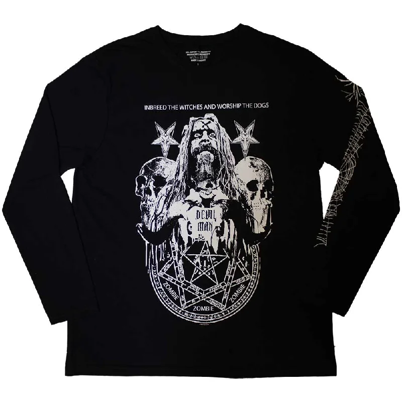 Rob Zombie| Official Band Long Sleeve T-Shirt | Devil Man (Sleeve Print) Cotton Fabric Linen Fabric Terry Fabric Rob Zombie| Official Band Long Sleeve T-Shirt | Devil Man (Sleeve Print) Cotton Fabric Linen Fabric Terry Fabric