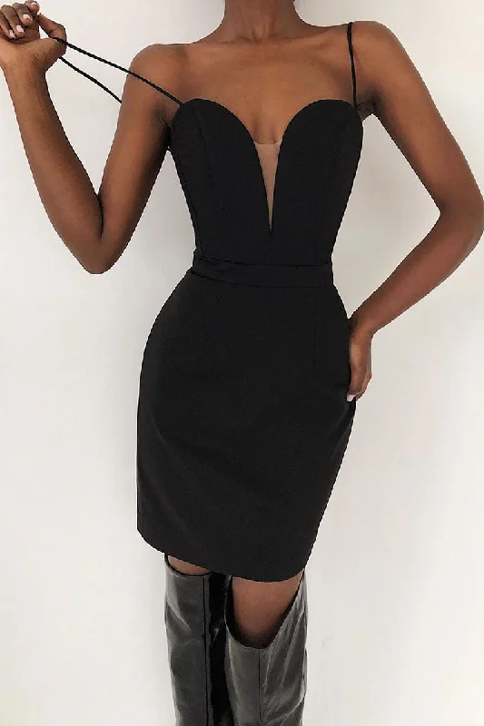 Sexy Sweetheart Deep V Sleeveless Bodycon Bandage Mini Dress - Black Trendy Lace Mini Dress Sexy Sweetheart Deep V Sleeveless Bodycon Bandage Mini Dress - Black Trendy Lace Mini Dress
