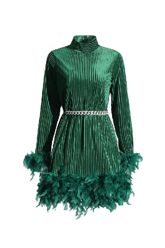 Sparkly Tennis Chain Striped Sheer Velvet Feather Trim Party Mini Dress Stylish Ribbed Mini Dress Sparkly Tennis Chain Striped Sheer Velvet Feather Trim Party Mini Dress Stylish Ribbed Mini Dress