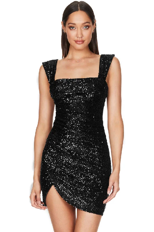 Sparkly Wrap Side Ruched Sleeveless Bodycon Sequin Mini Dress - Black Stylish Ribbed Mini Dress Sparkly Wrap Side Ruched Sleeveless Bodycon Sequin Mini Dress - Black Stylish Ribbed Mini Dress