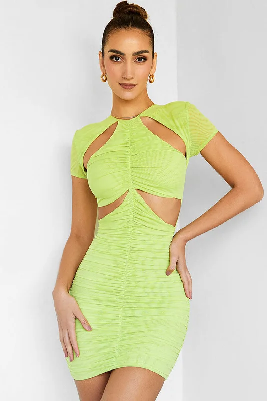 Stylish Short Sleeve Bodycon Ruched Cutout Club Mini Dress - Green Elegant Satin Lace Mini Dress Stylish Short Sleeve Bodycon Ruched Cutout Club Mini Dress - Green Elegant Satin Lace Mini Dress