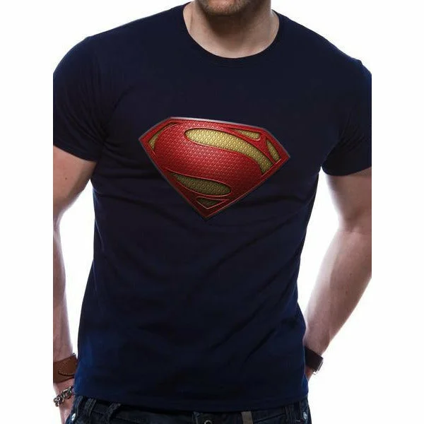 Superman Textured Logo Unisex T-Shirt DC Adult Zippered Front Buttoned Front Snap Front Superman Textured Logo Unisex T-Shirt DC Adult Zippered Front Buttoned Front Snap Front