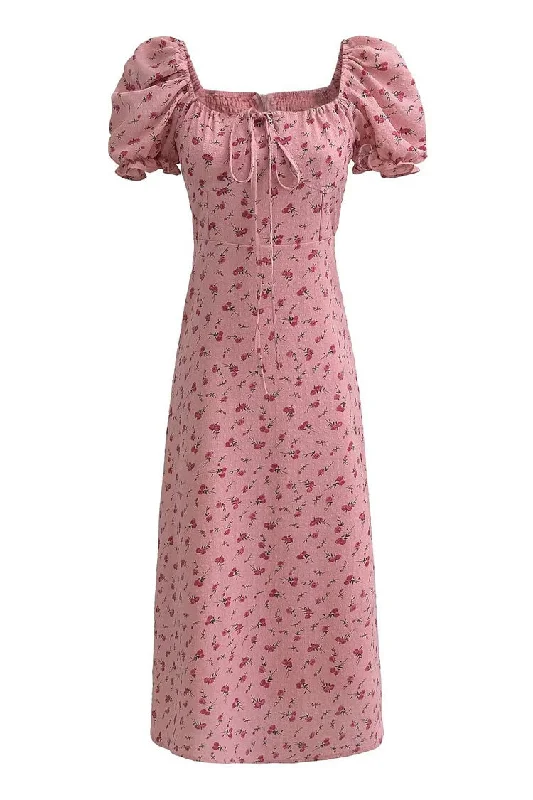 Sweet Bow Tie Square Neck Puff Sleeve Cotton Seersucker Floral Midi Dress Cozy Spaghetti Strap Midi Dress Sweet Bow Tie Square Neck Puff Sleeve Cotton Seersucker Floral Midi Dress Cozy Spaghetti Strap Midi Dress