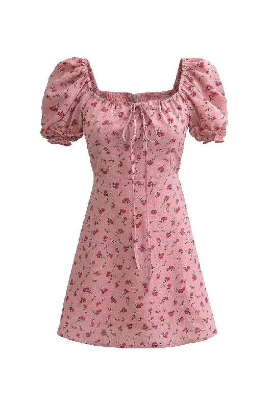 Sweet Bow Tie Square Neck Puff Sleeve Cotton Seersucker Floral Mini Dress Classic Striped Mini Dress Sweet Bow Tie Square Neck Puff Sleeve Cotton Seersucker Floral Mini Dress Classic Striped Mini Dress
