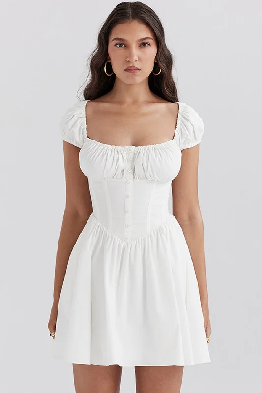Sweet Scoop Neck Cap Sleeve Fit & Flare Corset Party Mini Dress Elegant Lace-Up Mini Dress Sweet Scoop Neck Cap Sleeve Fit & Flare Corset Party Mini Dress Elegant Lace-Up Mini Dress