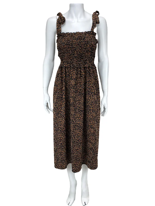 Treasure & Bond, Women's Smocked Midi Dress, Black/Multi, Size M Trendy Long Sleeve Midi Dress Treasure & Bond, Women's Smocked Midi Dress, Black/Multi, Size M Trendy Long Sleeve Midi Dress