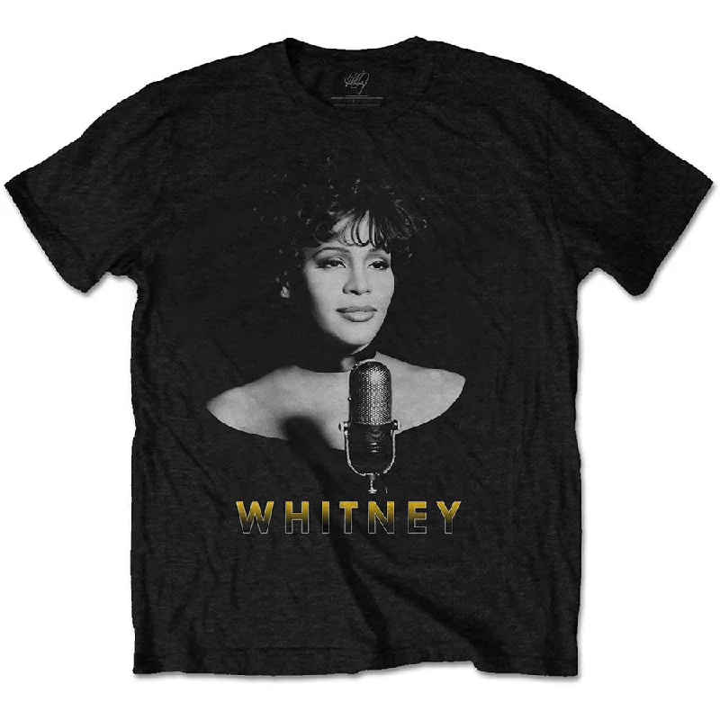 Whitney Houston | Official Band T-Shirt | & White Photo Ribbed T-Shirt High Neck Heavyweight Whitney Houston | Official Band T-Shirt | & White Photo Ribbed T-Shirt High Neck Heavyweight