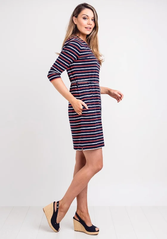 Barbour Womens Applecross Striped Jersey Dress, Navy