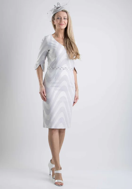 Ella Boo Embossed Print Pencil Dress, Silver