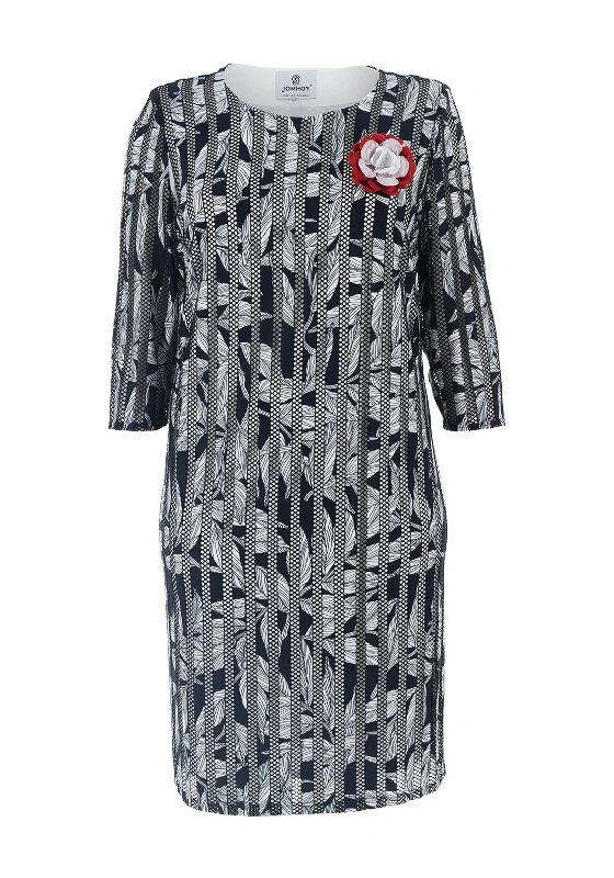 Jomhoy Fresno Lace Print Dress, Navy & White