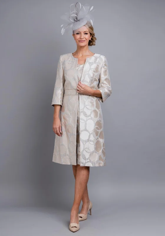 Lizabella Circle Print Dress & Coat, Gold