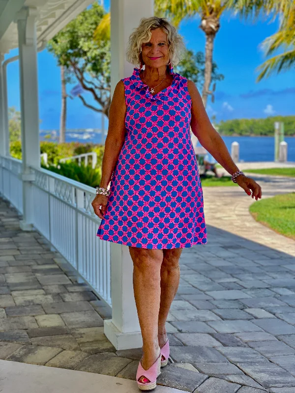 PINK SPADE RUFFLE DRESS
