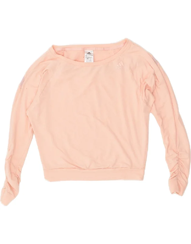 ADIDAS Womens Oversized Crop Sweatshirt Jumper UK 4/6 XS Pink Cotton Hoodie with Half-Zip Sporty Casual ADIDAS Womens Oversized Crop Sweatshirt Jumper UK 4/6 XS Pink Cotton Hoodie with Half-Zip Sporty Casual