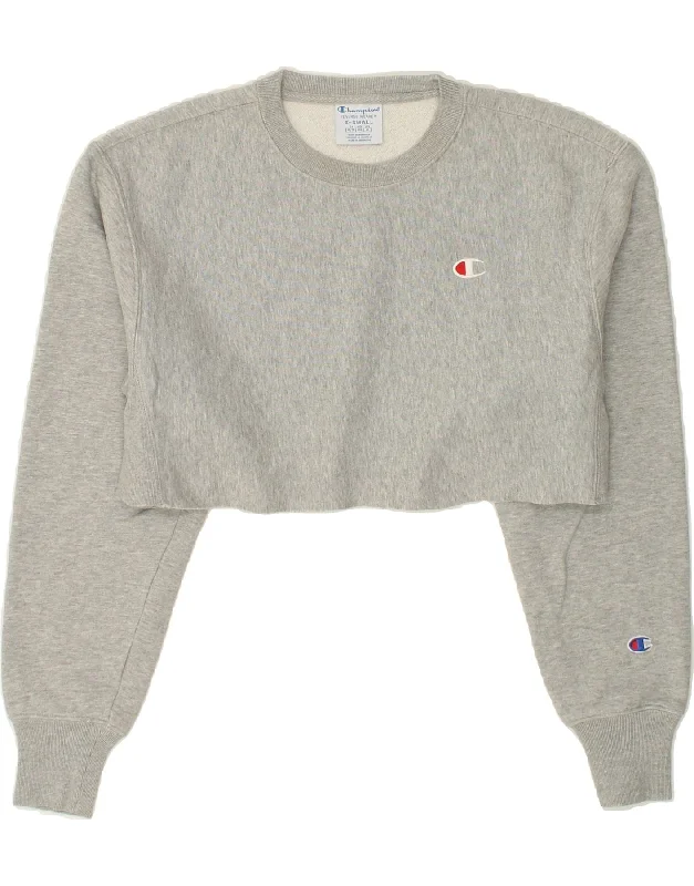 CHAMPION Womens Crop Sweatshirt Jumper UK 6 XS Grey Cotton Hoodie with Belted Waist Structured Tailored CHAMPION Womens Crop Sweatshirt Jumper UK 6 XS Grey Cotton Hoodie with Belted Waist Structured Tailored
