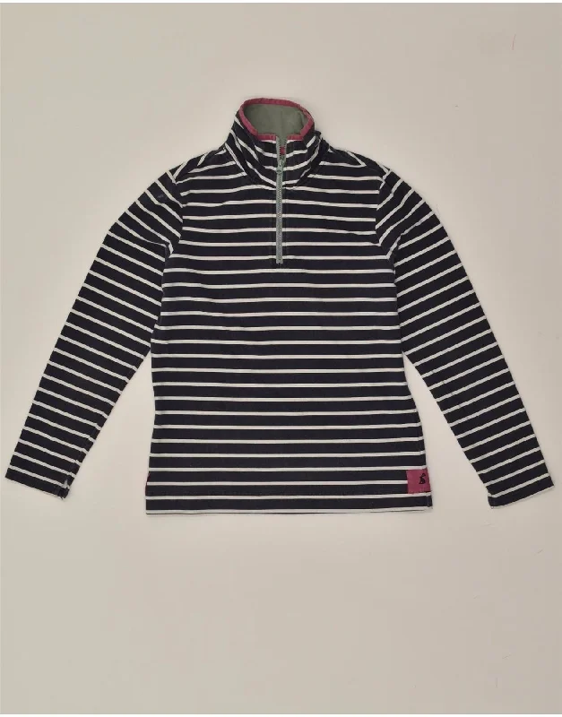 JOULES Womens Zip Neck Sweatshirt Jumper UK 12 Medium Navy Blue Striped Hoodie with Patch Decorative Personalized JOULES Womens Zip Neck Sweatshirt Jumper UK 12 Medium Navy Blue Striped Hoodie with Patch Decorative Personalized