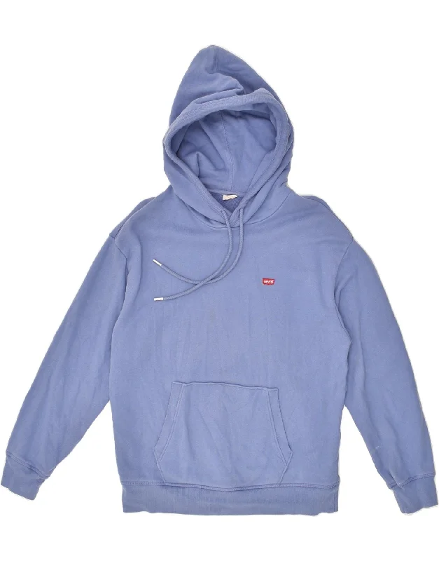 LEVI'S Womens Hoodie Jumper UK 14 Medium Blue Cotton Hoodie with Lace Feminine Delicate LEVI'S Womens Hoodie Jumper UK 14 Medium Blue Cotton Hoodie with Lace Feminine Delicate