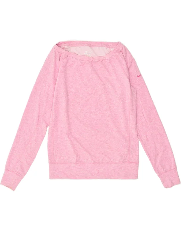 NIKE Womens Dri Fit Oversized Sweatshirt Jumper UK 10 Small Pink Cotton Hoodie with Drawstring Waist Adjustable Fitted NIKE Womens Dri Fit Oversized Sweatshirt Jumper UK 10 Small Pink Cotton Hoodie with Drawstring Waist Adjustable Fitted