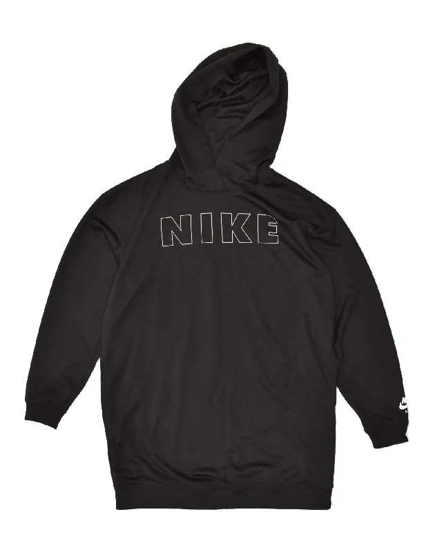 NIKE Womens Longline Graphic Hoodie Jumper UK 14 Medium Black Hoodie with Sequins Glamorous Eye-catching NIKE Womens Longline Graphic Hoodie Jumper UK 14 Medium Black Hoodie with Sequins Glamorous Eye-catching
