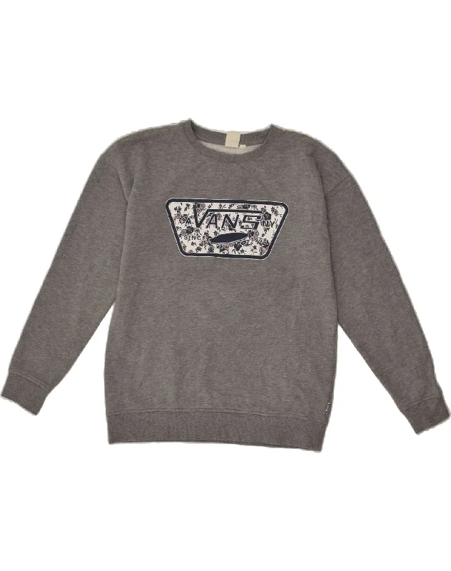 VANS Womens Graphic Sweatshirt Jumper UK 10 Small Grey Hoodie with Print Artistic Unique VANS Womens Graphic Sweatshirt Jumper UK 10 Small Grey Hoodie with Print Artistic Unique