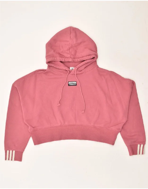 ADIDAS Womens Crop Hoodie Jumper UK 16 Large Pink Cotton Cotton Hoodie Fleece Lining Warmth ADIDAS Womens Crop Hoodie Jumper UK 16 Large Pink Cotton Cotton Hoodie Fleece Lining Warmth