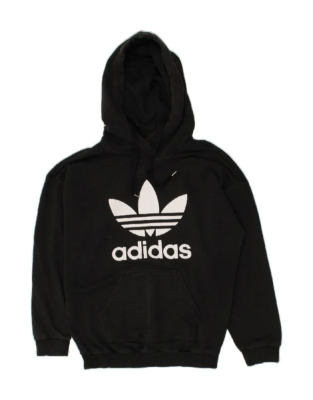 ADIDAS Womens Graphic Hoodie Jumper UK 10 Small Black Cotton Hoodie with Zipper Versatile Modern ADIDAS Womens Graphic Hoodie Jumper UK 10 Small Black Cotton Hoodie with Zipper Versatile Modern