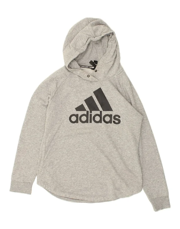 ADIDAS Womens Graphic Hoodie Jumper UK 12/14 Medium Grey Cotton Hoodie with Pattern Geometric Abstract ADIDAS Womens Graphic Hoodie Jumper UK 12/14 Medium Grey Cotton Hoodie with Pattern Geometric Abstract