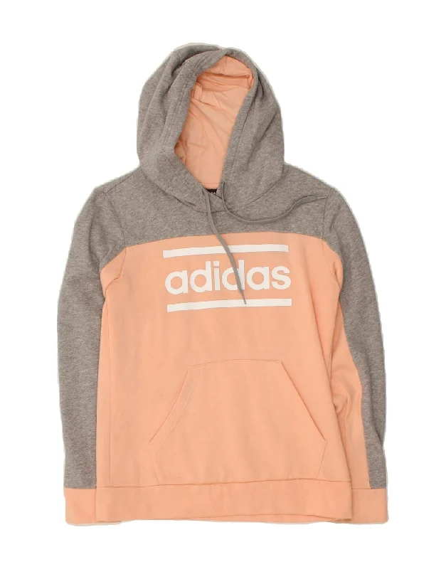 ADIDAS Womens Graphic Hoodie Jumper UK 12/14 Medium Orange Colourblock Hoodie with Lining Warm Insulated ADIDAS Womens Graphic Hoodie Jumper UK 12/14 Medium Orange Colourblock Hoodie with Lining Warm Insulated