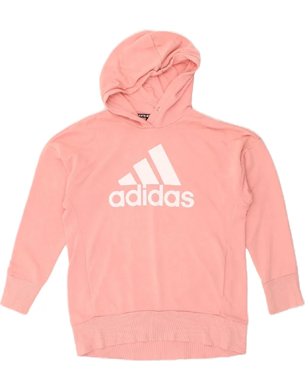 ADIDAS Womens Graphic Hoodie Jumper UK 12/14 Medium Pink Cotton Hoodie with Oversized Fit Loose Comfortable ADIDAS Womens Graphic Hoodie Jumper UK 12/14 Medium Pink Cotton Hoodie with Oversized Fit Loose Comfortable