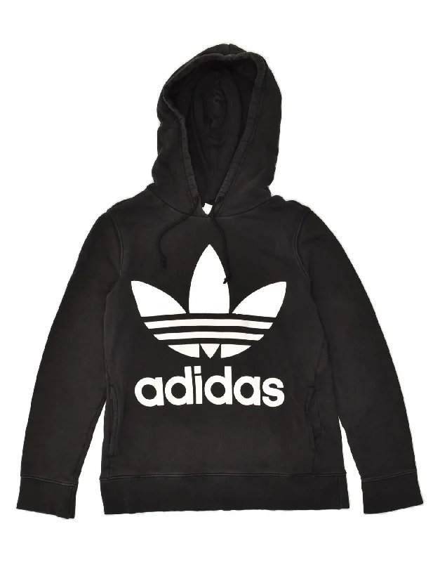 ADIDAS Womens Graphic Hoodie Jumper UK 12 Medium Black Cotton Hoodie with Ribbed Neckline Snug Warm ADIDAS Womens Graphic Hoodie Jumper UK 12 Medium Black Cotton Hoodie with Ribbed Neckline Snug Warm