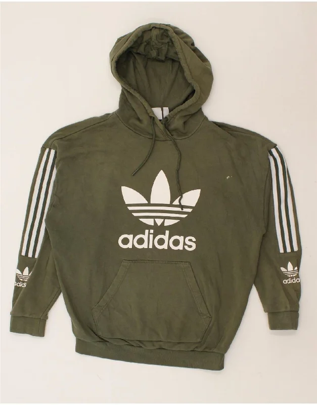 ADIDAS Womens Graphic Hoodie Jumper UK 14 Medium Khaki Cotton Hoodie with Mesh Breathable Sporty ADIDAS Womens Graphic Hoodie Jumper UK 14 Medium Khaki Cotton Hoodie with Mesh Breathable Sporty