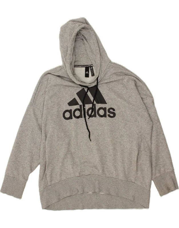 ADIDAS Womens Graphic Hoodie Jumper UK 24/26 2XL Grey Cotton Hoodie with Set-In Sleeves Structured Classic ADIDAS Womens Graphic Hoodie Jumper UK 24/26 2XL Grey Cotton Hoodie with Set-In Sleeves Structured Classic