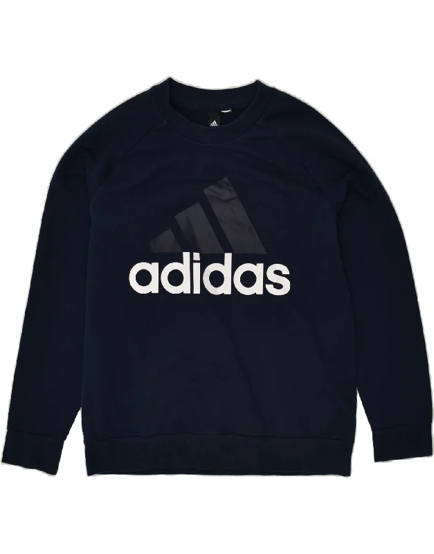 ADIDAS Womens Graphic Sweatshirt Jumper UK 18 XL Navy Blue Hoodie Crop Top Short Trendy ADIDAS Womens Graphic Sweatshirt Jumper UK 18 XL Navy Blue Hoodie Crop Top Short Trendy