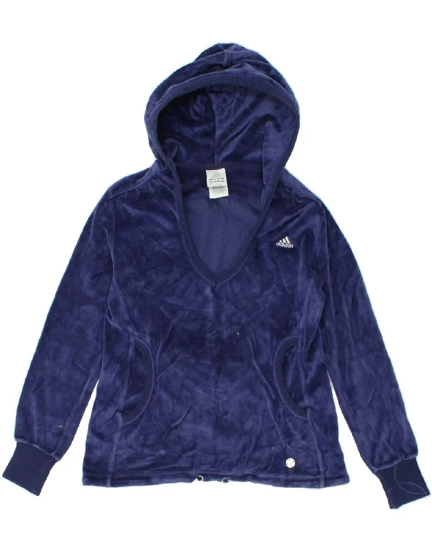 ADIDAS Womens Hoodie Jumper Size 36/38 Small Purple Cotton Hoodie with High Neck Warm Protective ADIDAS Womens Hoodie Jumper Size 36/38 Small Purple Cotton Hoodie with High Neck Warm Protective