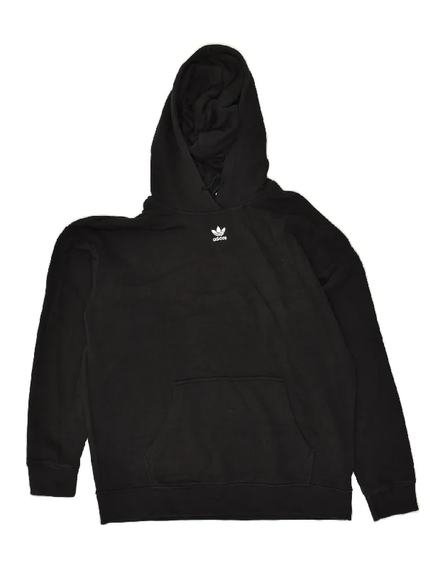 ADIDAS Womens Loose Fit Hoodie Jumper UK 14 Large Black Cotton Hoodie with Button Classic Timeless ADIDAS Womens Loose Fit Hoodie Jumper UK 14 Large Black Cotton Hoodie with Button Classic Timeless