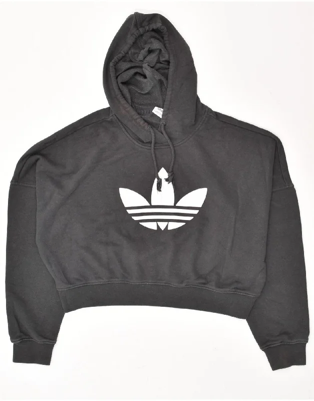 ADIDAS Womens Oversized Crop Graphic Hoodie Jumper UK 10 Small Grey Cotton Hoodie with Gradient Ombre Colorful ADIDAS Womens Oversized Crop Graphic Hoodie Jumper UK 10 Small Grey Cotton Hoodie with Gradient Ombre Colorful