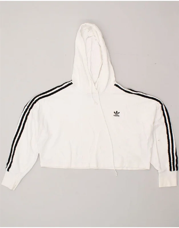 ADIDAS Womens Oversized Crop Hoodie Jumper UK 6 XS White Cotton Cotton Hoodie Fleece Lining Warmth ADIDAS Womens Oversized Crop Hoodie Jumper UK 6 XS White Cotton Cotton Hoodie Fleece Lining Warmth