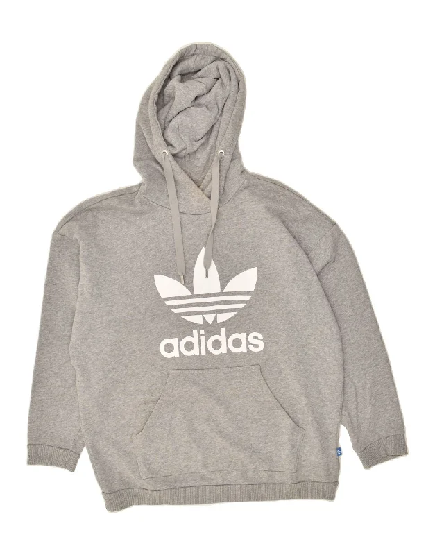 ADIDAS Womens Oversized Graphic Hoodie Jumper UK 16 Large Grey Cotton Hoodie with Elastic Waist Stretchable Comfortable ADIDAS Womens Oversized Graphic Hoodie Jumper UK 16 Large Grey Cotton Hoodie with Elastic Waist Stretchable Comfortable
