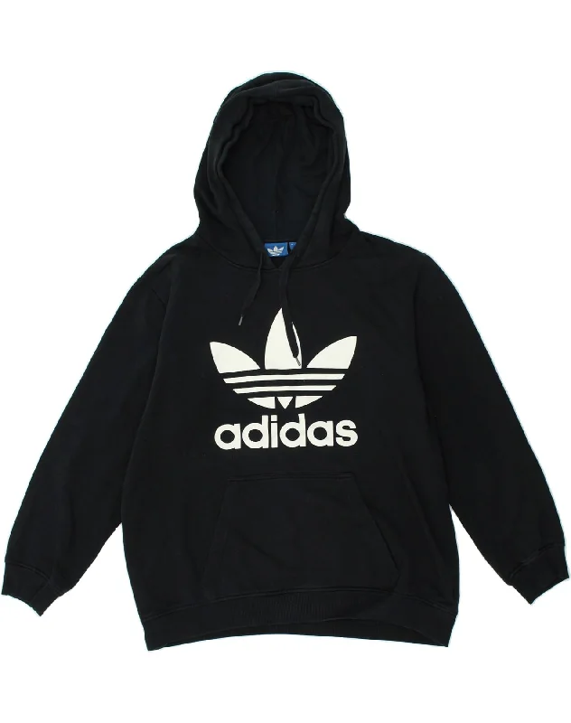 ADIDAS Womens Oversized Graphic Hoodie Jumper UK 16 Large Navy Blue Cotton Hoodie with Bell Sleeves Flared Feminine ADIDAS Womens Oversized Graphic Hoodie Jumper UK 16 Large Navy Blue Cotton Hoodie with Bell Sleeves Flared Feminine