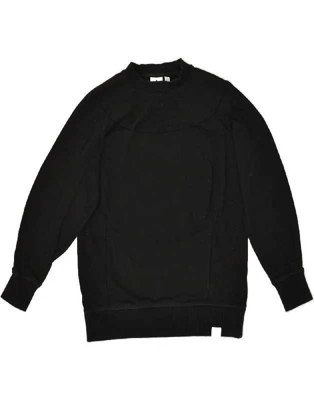 ADIDAS Womens Sweatshirt Jumper UK 6 XS Black Cotton Hoodie with Rolled Sleeves Casual Relaxed ADIDAS Womens Sweatshirt Jumper UK 6 XS Black Cotton Hoodie with Rolled Sleeves Casual Relaxed