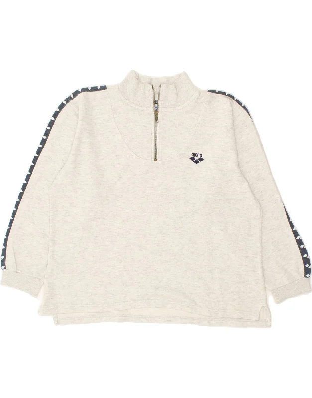 ARENA Womens Graphic Zip Neck Sweatshirt Jumper UK 18 XL Grey Hoodie with Cropped Fit Short Trendy ARENA Womens Graphic Zip Neck Sweatshirt Jumper UK 18 XL Grey Hoodie with Cropped Fit Short Trendy