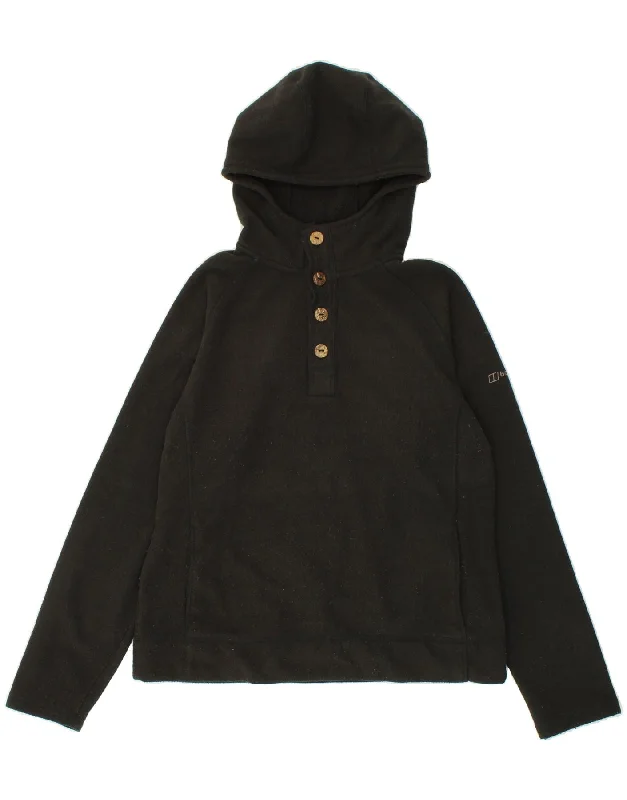 BERGHAUS Womens Hooded Fleece Jumper UK 18 XL Black Polyester Hoodie with Belted Waist Structured Tailored BERGHAUS Womens Hooded Fleece Jumper UK 18 XL Black Polyester Hoodie with Belted Waist Structured Tailored