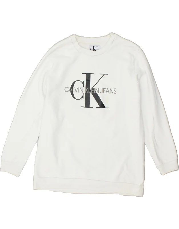 CALVIN KLEIN Womens Graphic Sweatshirt Jumper UK 16 Large White Cotton Zip Hoodie Drawstring Kangaroo Pocket CALVIN KLEIN Womens Graphic Sweatshirt Jumper UK 16 Large White Cotton Zip Hoodie Drawstring Kangaroo Pocket