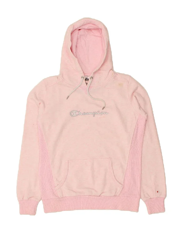 CHAMPION Womens Graphic Hoodie Jumper UK 16 Large Pink Colourblock Cotton Hoodie with Side Slits Relaxed Casual CHAMPION Womens Graphic Hoodie Jumper UK 16 Large Pink Colourblock Cotton Hoodie with Side Slits Relaxed Casual